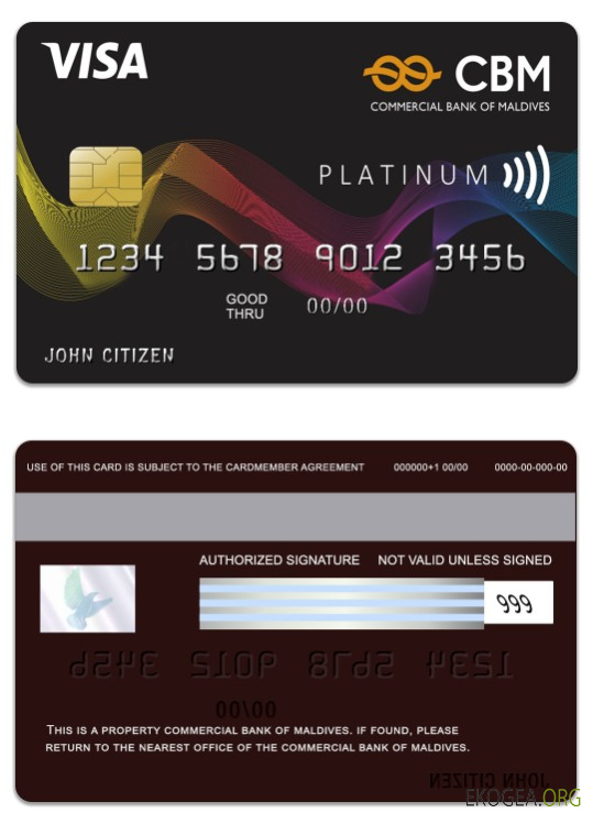 Carte Visa Platine de la Banque Commerciale des Maldives des Maldives